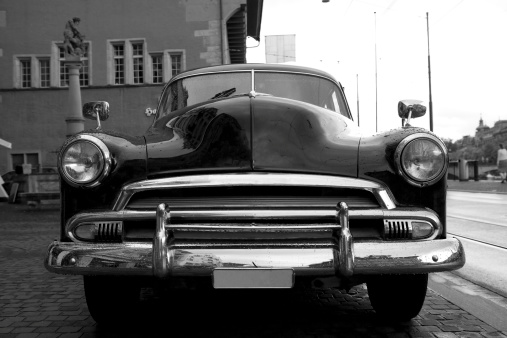 Little Gransden, Cambridgeshire, England - August 27, 2023: Classic  Chevrolet styline 1952 parked in field.