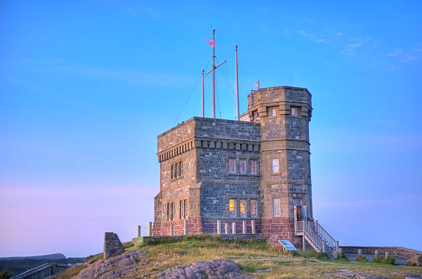 Cabot Tower "Historic Cabot tower on Signal Hill, St John's, Newfoundland. Taken in the evening." st. johns newfoundland photos stock pictures, royalty-free photos & images