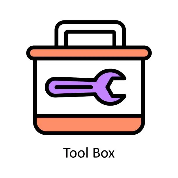 Vector illustration of Tool Box  vector Filled outline Design illustration. Symbol on White background EPS 10 File