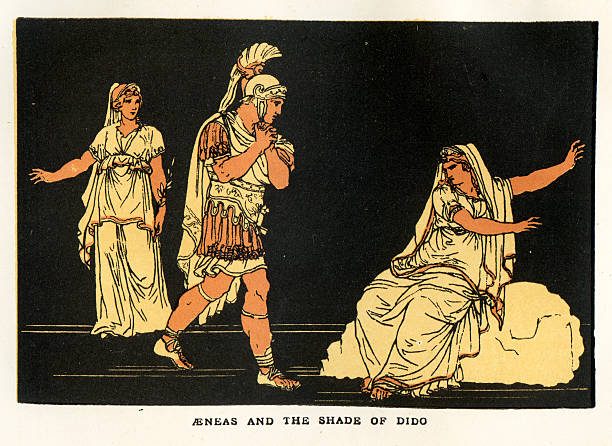 aeneas и тень dido - mythology roman greek mythology virgil stock illustrations