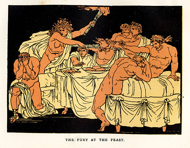 illustrazioni stock, clip art, cartoni animati e icone di tendenza di fury al feast - mythology roman greek mythology virgil