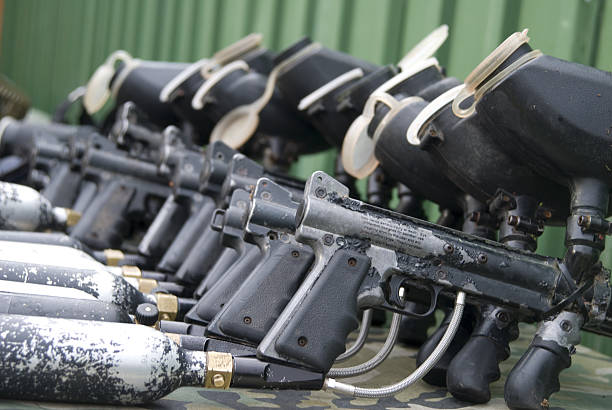 Paintball guns stock photo