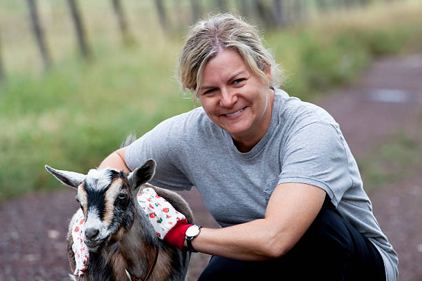 istock Woman with  Nigerian Dwarf goat. 176118444