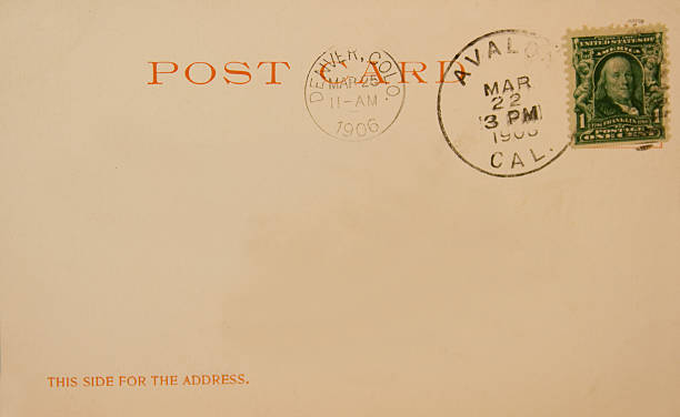 istock Antique 1906 postcard back Colorado and California postmarks 176118957