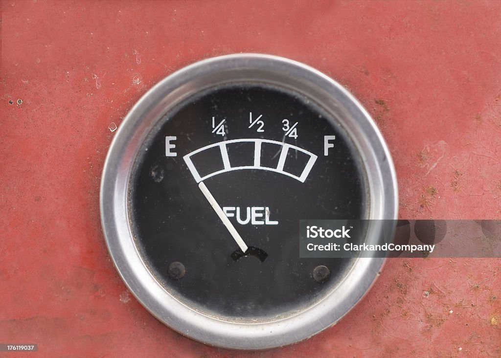 Old Style Car Fuel Gauge Showing Empty  Fuel Gauge Stock Photo