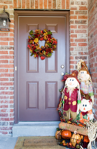 Front door of home in fall