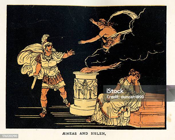 Aeneas I Helen Of Troy - Stockowe grafiki wektorowe i więcej obrazów Helen Of Troy - Helen Of Troy, Virgil, Wojownik