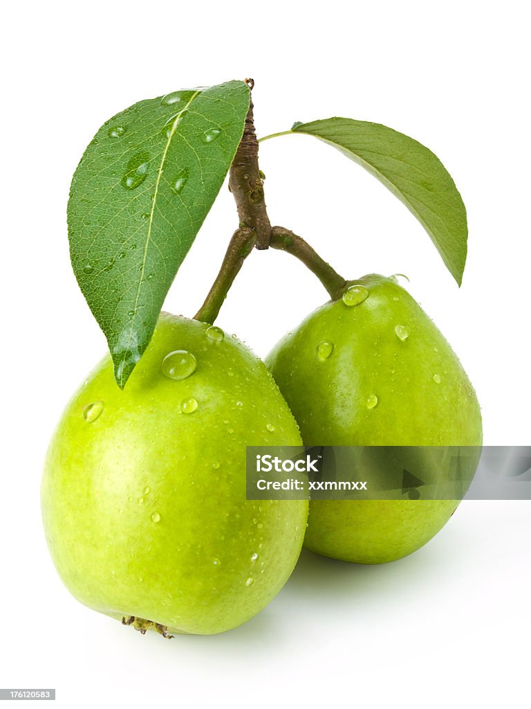 green pears green pears on white Clipping Path Stock Photo