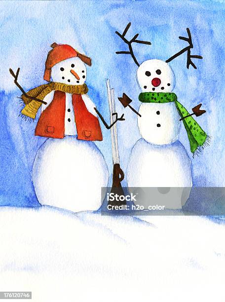 Hunter And Deer Snowmen Stock Illustration - Download Image Now - Adult, Animal, Animal Themes
