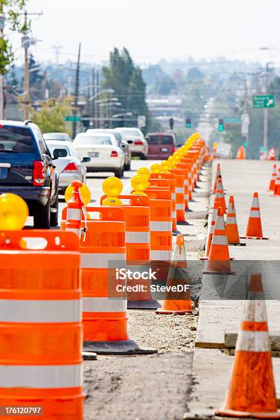 Construction And Traffic Stock Photo - Download Image Now - Road Construction, Vertical, Traffic Cone