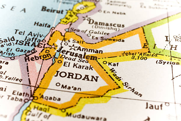 Jordan, Israel map "Map of Israel, Jordan, JerusalemShot taken with 5D Mark II, 24-70 canon lens, selective focus." gaza strip photos stock pictures, royalty-free photos & images