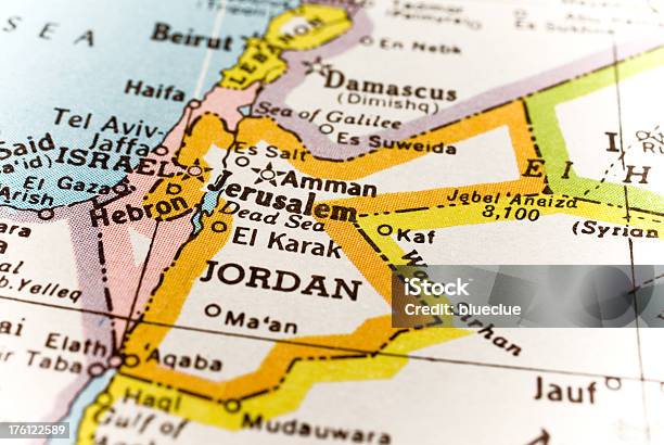 Jordania Izrael Mapy - zdjęcia stockowe i więcej obrazów Jordania - Bliski Wschód - Jordania - Bliski Wschód, Mapa, Jerozolima