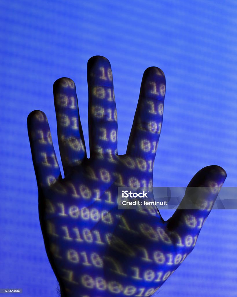 Binary Code Projected On A Hand Stock Photo - Download Image Now ...
