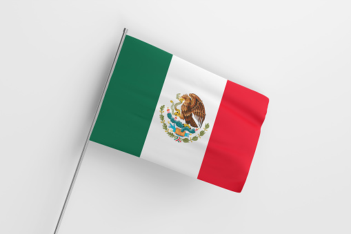 3d illustration flag of Mexico. Mexico flag waving isolated on white background with clipping path. flag frame with empty space for your text.
