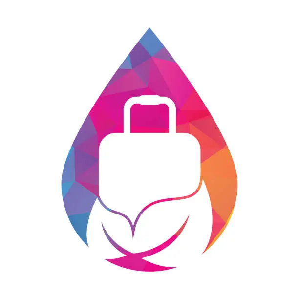 Vector illustration of Leaf with Suitcase logo design concept vector.