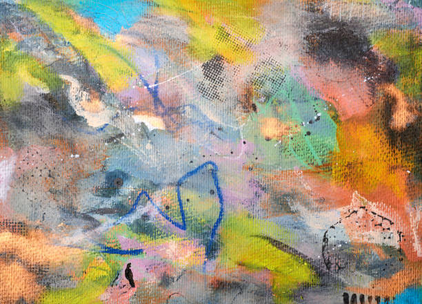 istock Abstract multicolor painting wtih grunge texture on canvas. Artwork mix brush stroke, splash color and oil, acrylic paint element. Modern contemporary art  for wallpaper background 1761240189
