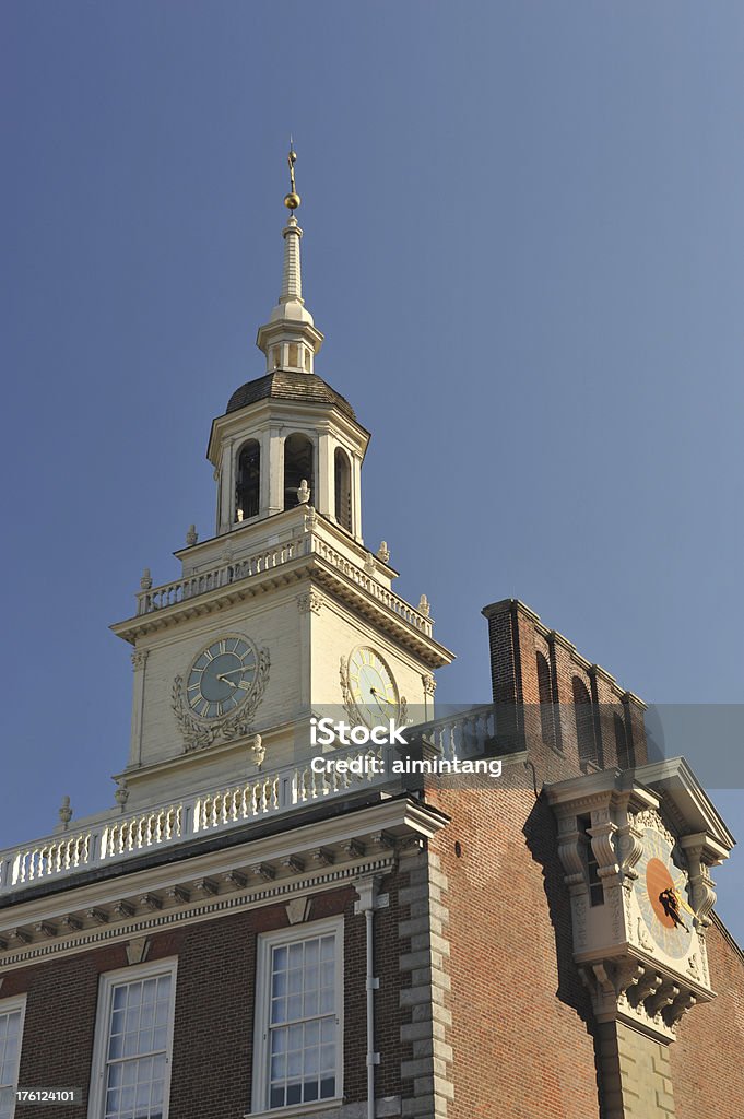 Independence Hall "Clock tower of Independence Hall, Philadelphia, Pennsylvania" Architecture Stock Photo