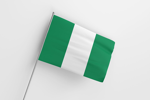 3d illustration flag of Nigeria. Nigeria flag waving isolated on white background with clipping path. flag frame with empty space for your text.