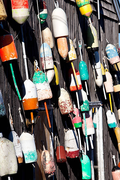 istock Maine Lobster Buoys on wall 176124288