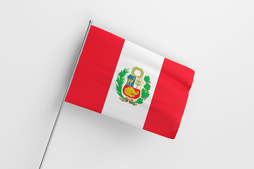 3d illustration flag of Peru. Peru flag waving isolated on white background with clipping path. flag frame with empty space for your text.