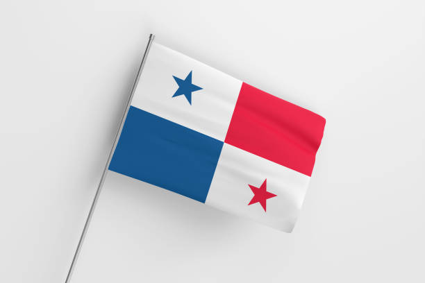 Panama national flag on white background. 3d illustration flag of Panama. Panama flag waving isolated on white background with clipping path. flag frame with empty space for your text. 3d panama flag stock pictures, royalty-free photos & images