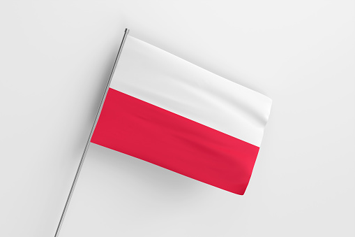 3d illustration flag of Poland. Poland flag waving isolated on white background with clipping path. flag frame with empty space for your text.