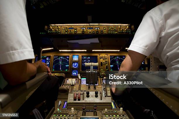 Airline Cockpit At Night Stock Photo - Download Image Now - Throttle, Aerospace Industry, Air Vehicle