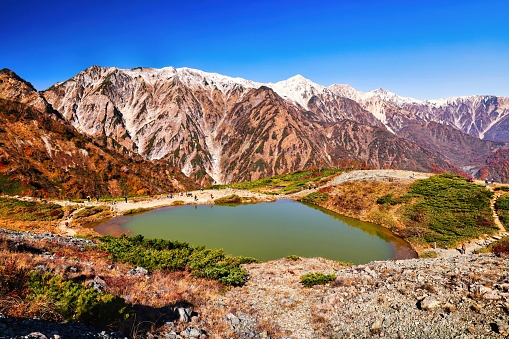 Happo Pond and Mt. Hakuba in the Northern Alps in Japan