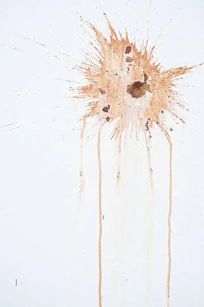 Photo of Juicy Fruit Splat Dirty Stain White Wall Vertical