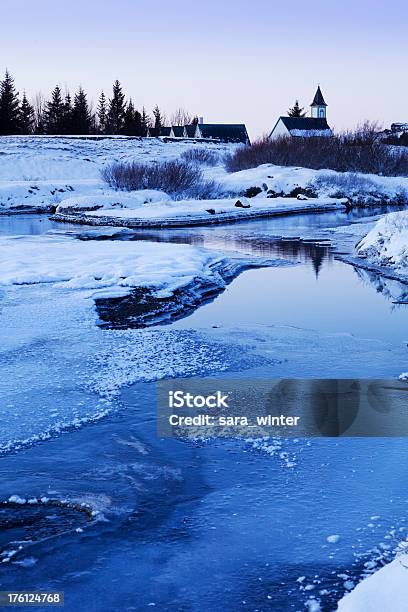 Church Of Thingvellir Iceland In Winter At Dawn Stock Photo - Download Image Now - Blue, Church, Climate