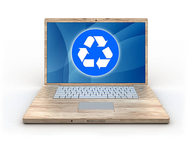istock Recycleable wooden computer - isolated on white with clipping path 176124975