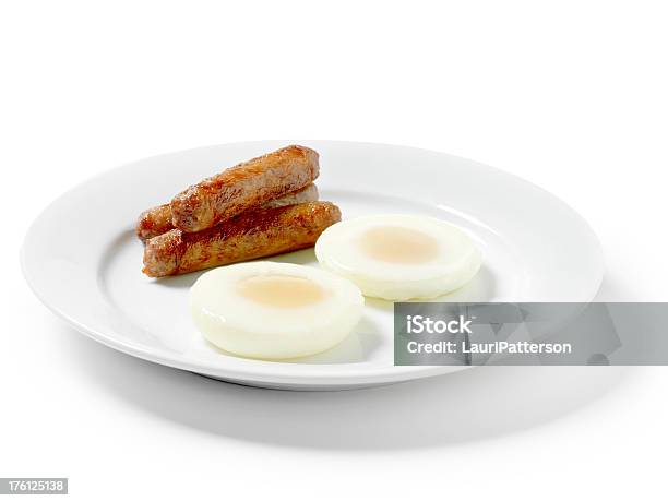 Poached Eggs With Breakfast Sausage Stock Photo - Download Image Now - American Culture, Breakfast, Close-up