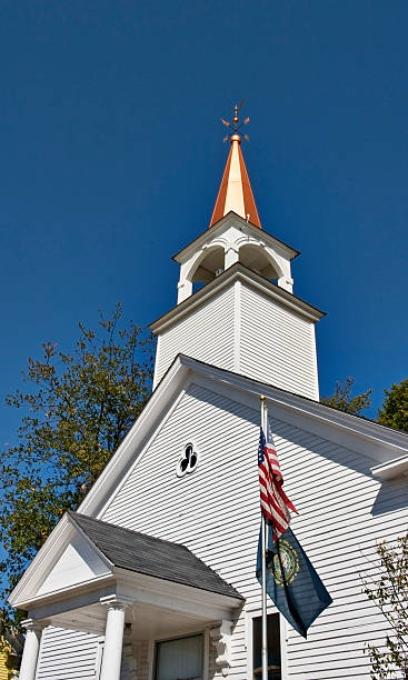 istock New Hampshire Church with Flags 176125548