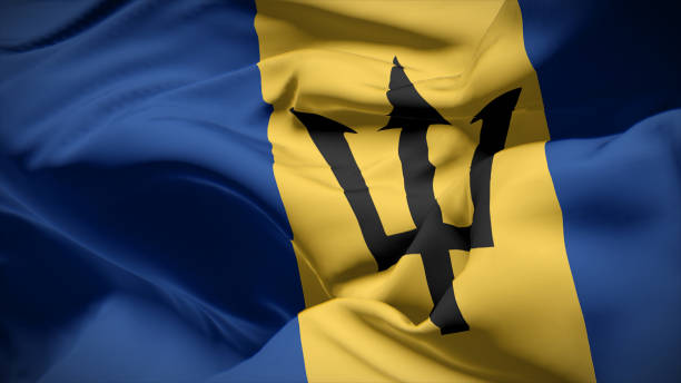 istock Close-up view of Barbados National flag. 1761255832