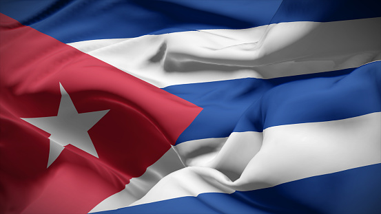 3d illustration flag of Cuba. Close up waving flag of Cuba.