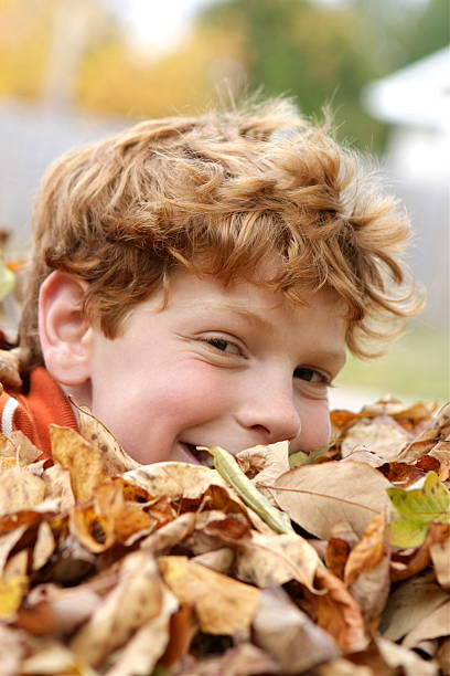 istock Boy in Autumn Leaves 176126348