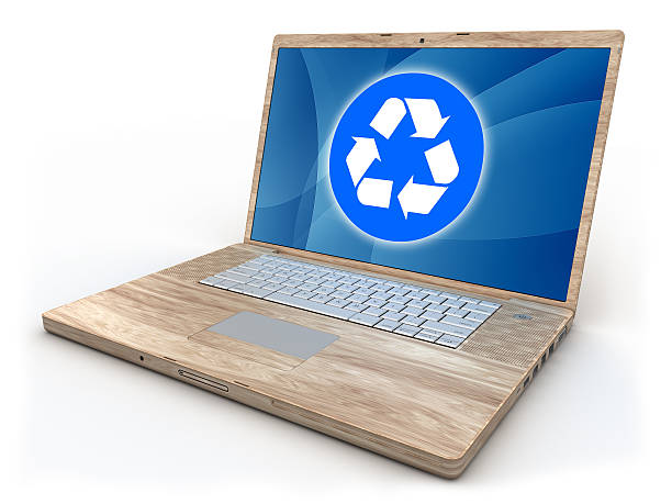 istock Recycleable wooden computer - isolated on white with clipping path 176126360