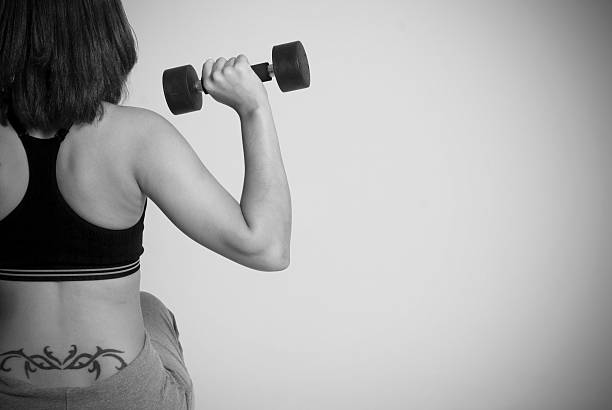istock Black And White Girl Exercising 176126485