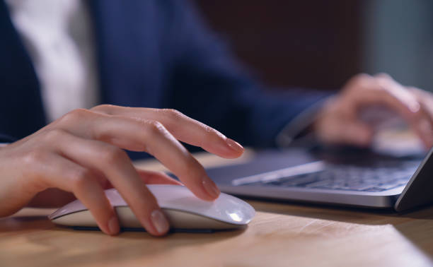 istock Businessman working on laptop with type a message on the keyboard. 1761266522
