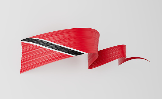 3d Flag Of Trinidad And Tobago 3d Wavy Shiny Ribbon Isolated On White Background 3d Illustration