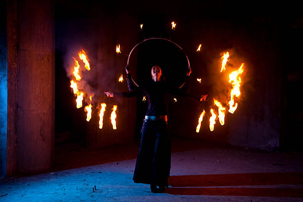 istock Woman Fire Performers showing the Firebird 176127099