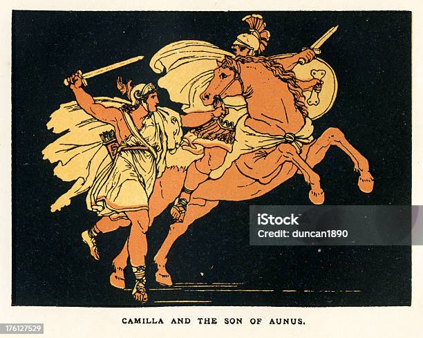 Камилла И Аунус — стоковая векторная графика и другие изображения на тему Virgil - Virgil, XIX век, Воин