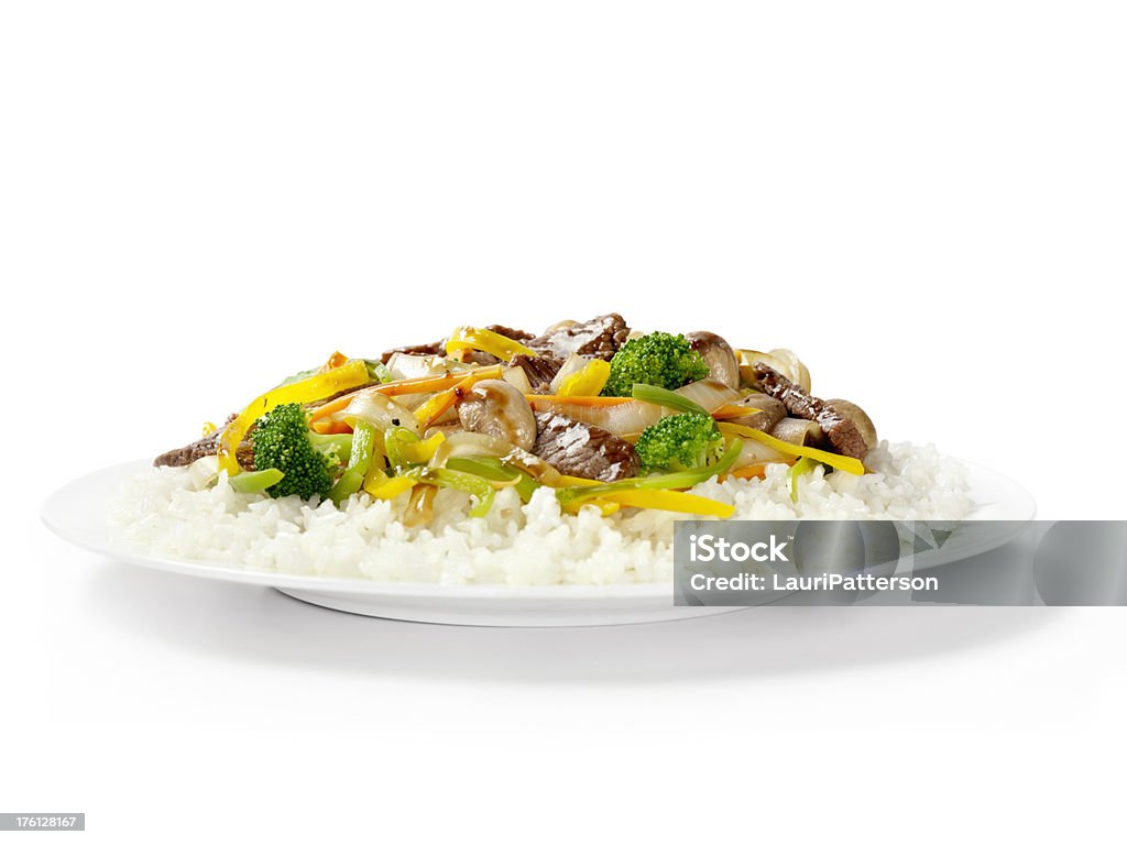 Szechuan carne de res con arroz - Foto de stock de Alimento libre de derechos