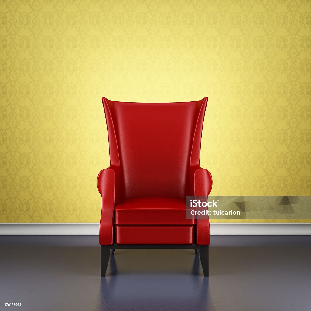 Retro czerwony Fotel - Zbiór zdjęć royalty-free (Architektura)