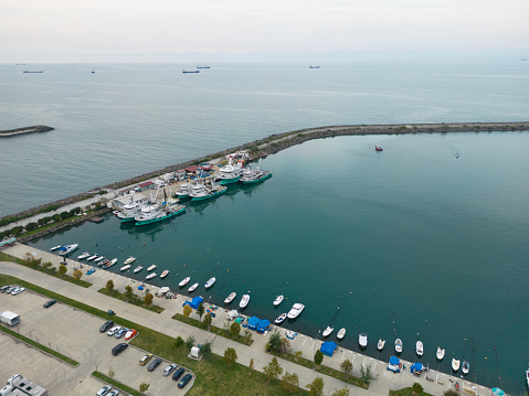 Aerial view of the yacht parking