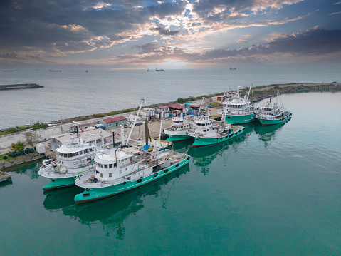 Aerial view of the yacht parking