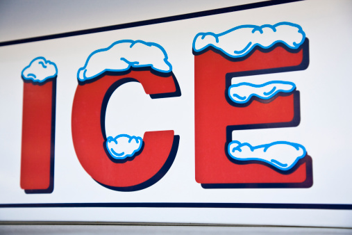 ICE sign on ice machine