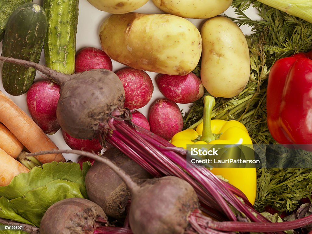 Bio-Zutaten und Gemüse - Lizenzfrei Ansicht aus erhöhter Perspektive Stock-Foto