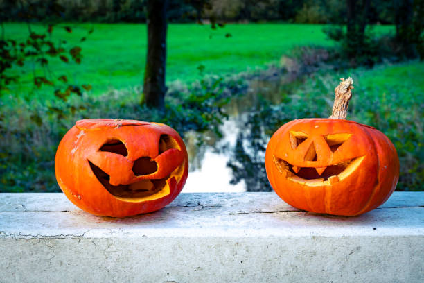 istock Halloween design with pumpkins. 1761295141