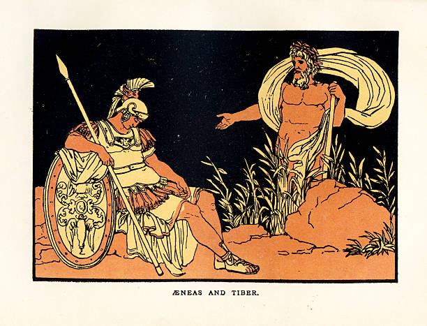 illustrazioni stock, clip art, cartoni animati e icone di tendenza di aeneas e tevere - mythology roman greek mythology virgil